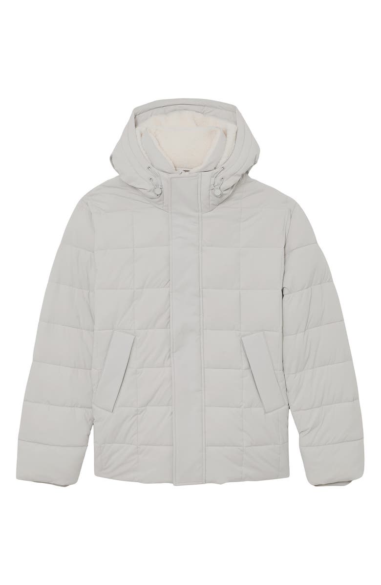 Reiss Quilted Jacket with Faux Shearling Lined Hood, Alternate, color, Stone