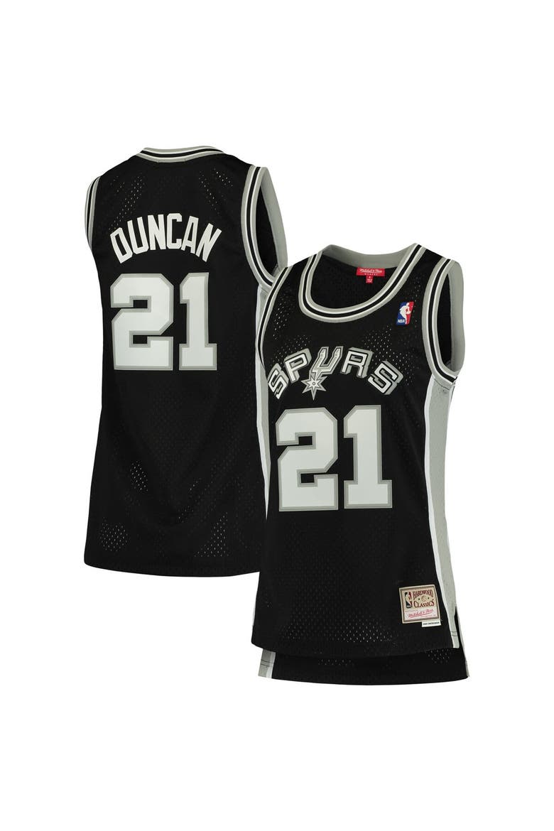 Women's Mitchell & Ness Tim Duncan Black San Antonio Spurs 1998/99 Hardwood Classics Swingman Jersey, Alternate, color, Black