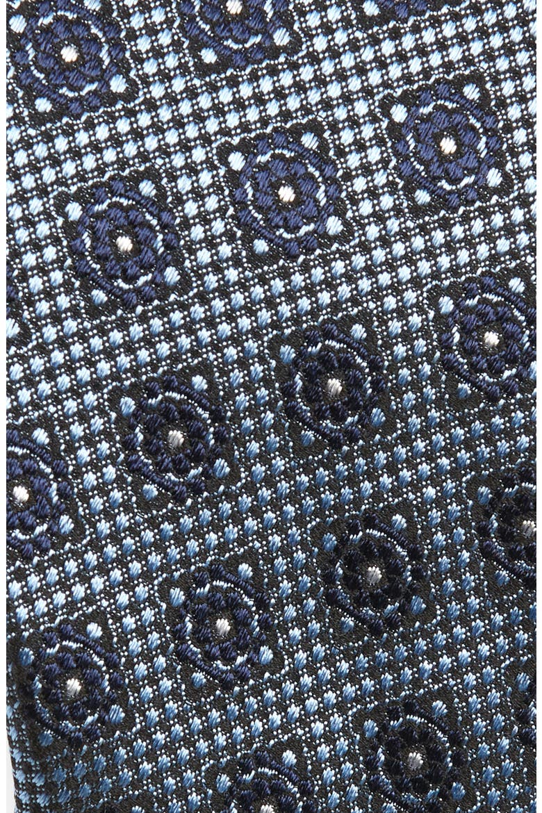 Floral Medallion Silk Tie, Alternate, color, MD BLUE FAN