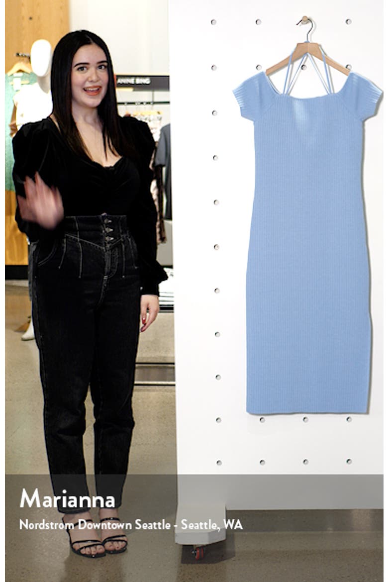 Deena Off the Shoulder Rib Knit Midi Dress video