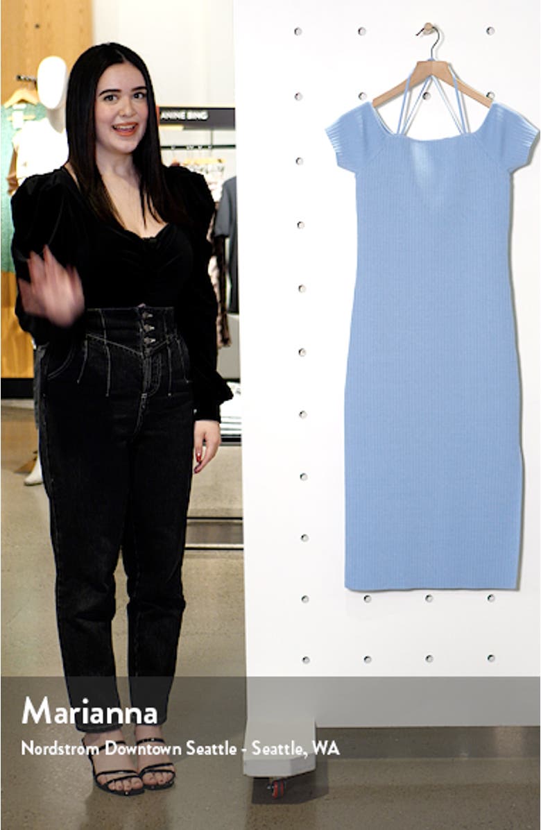 Deena Off the Shoulder Rib Knit Midi Dress, sales video thumbnail