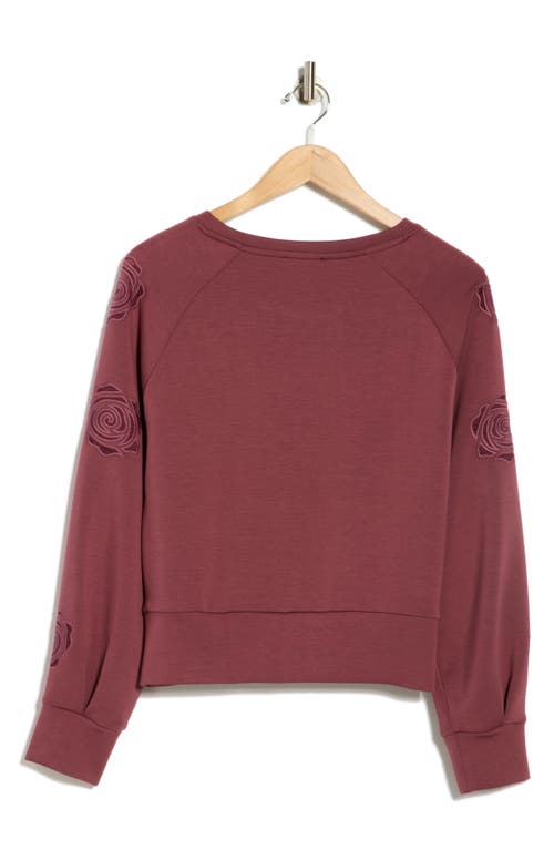 T Tahari Rose Embroidered Scuba Knit Crewneck Top