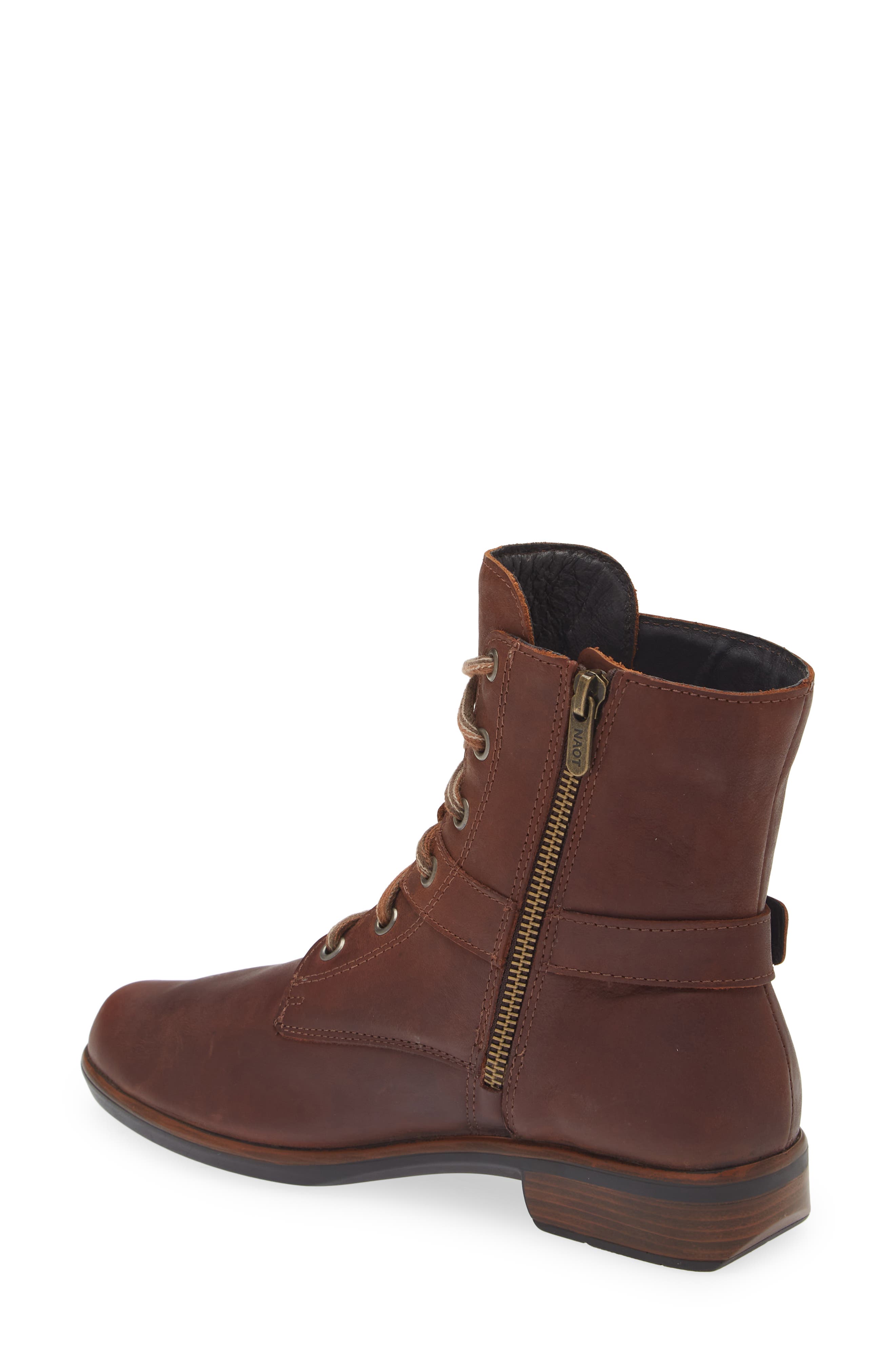 Naot Alize Zip Combat Boot, Alternate, color, Soft Cognac Leather
