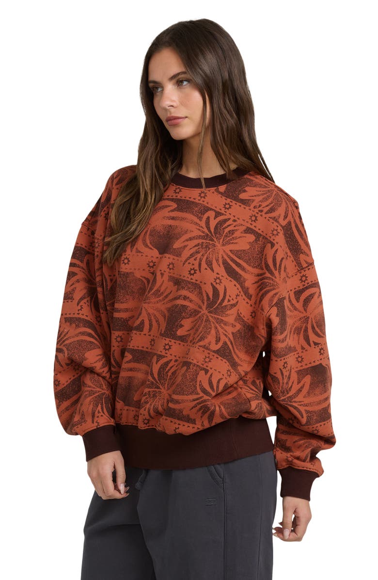 Billabong Vida Palms Print Sweatshirt, Alternate, color, Teak