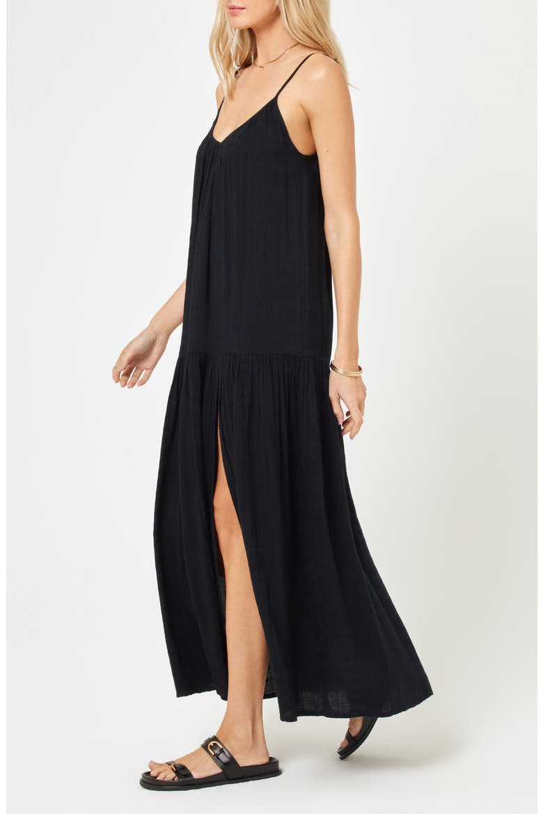 Malibu Cover-Up Maxi Dress, Alternate, color, BLACK