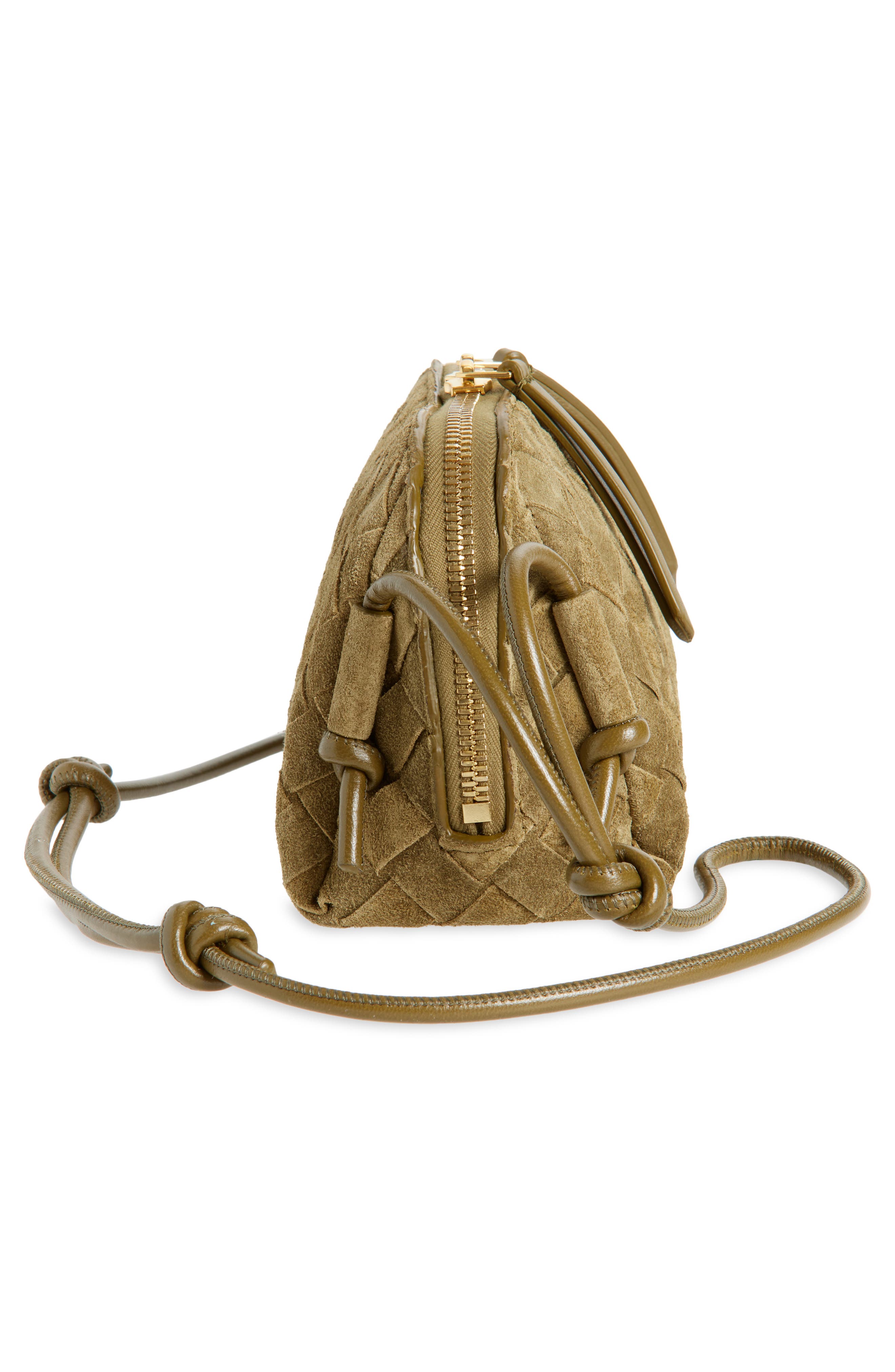 Bottega Veneta Concert Intrecciato Leather Pouch Shoulder Bag, Alternate, color, 2856 Mud-Gold