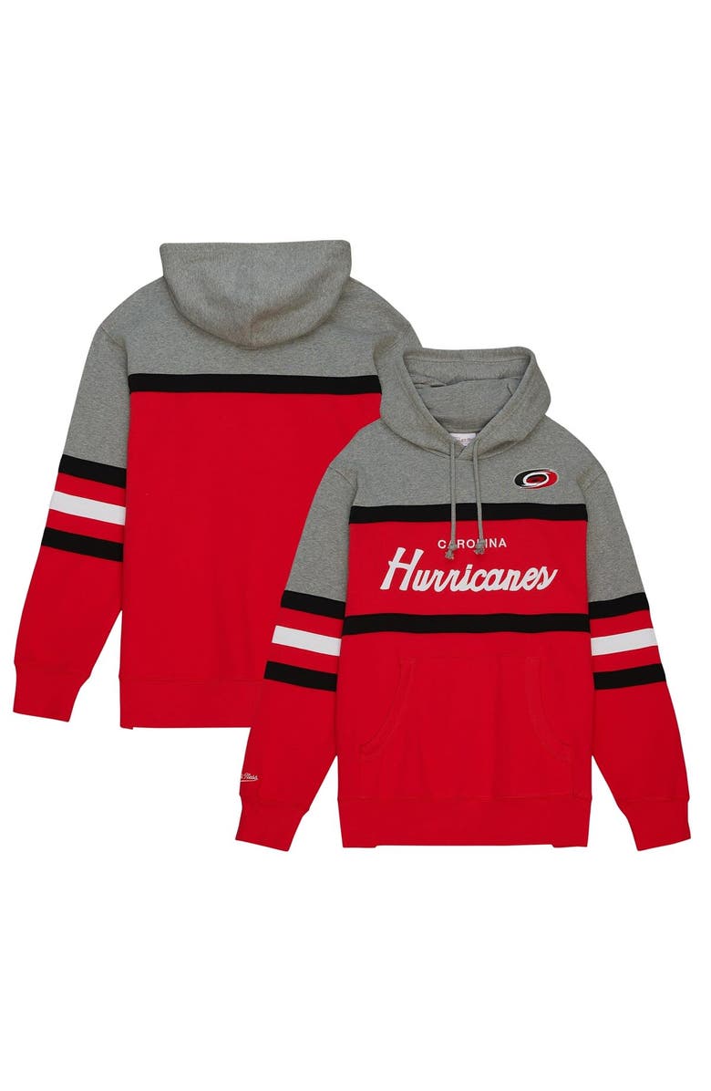 Mitchell & Ness Men's Mitchell & Ness Red/Gray Carolina Hurricanes Head Coach Pullover Hoodie, Main, color, Red