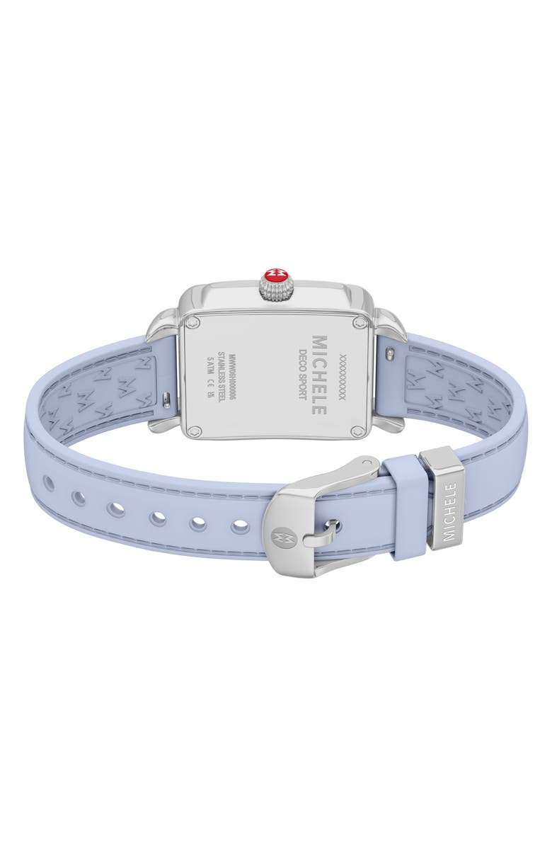 MICHELE Deco Sport Mid Silicone Strap Watch, 29mm x 31mm, Alternate, color, Blue / Silver
