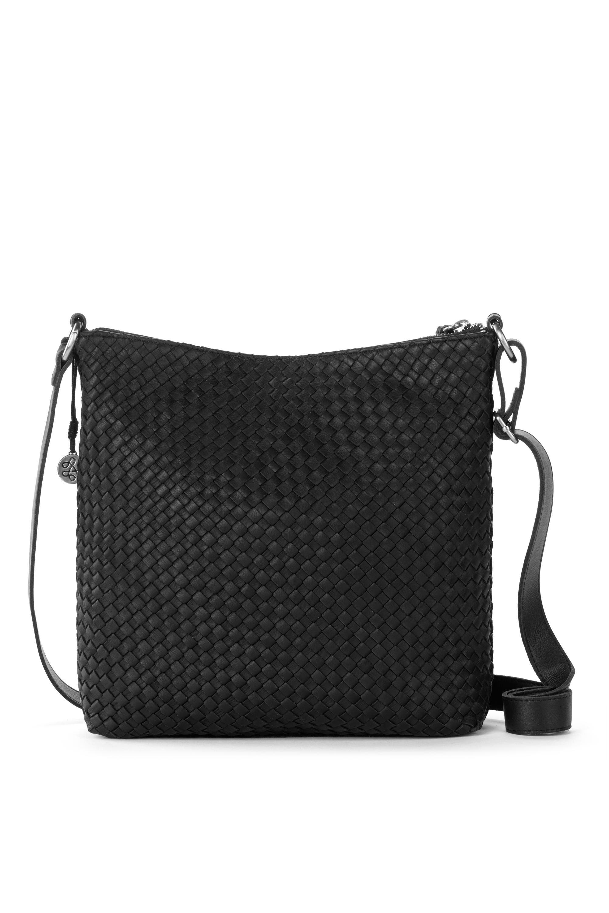 The Sak Lucia Crossbody Leather Bag, Alternate, color, Woven Black