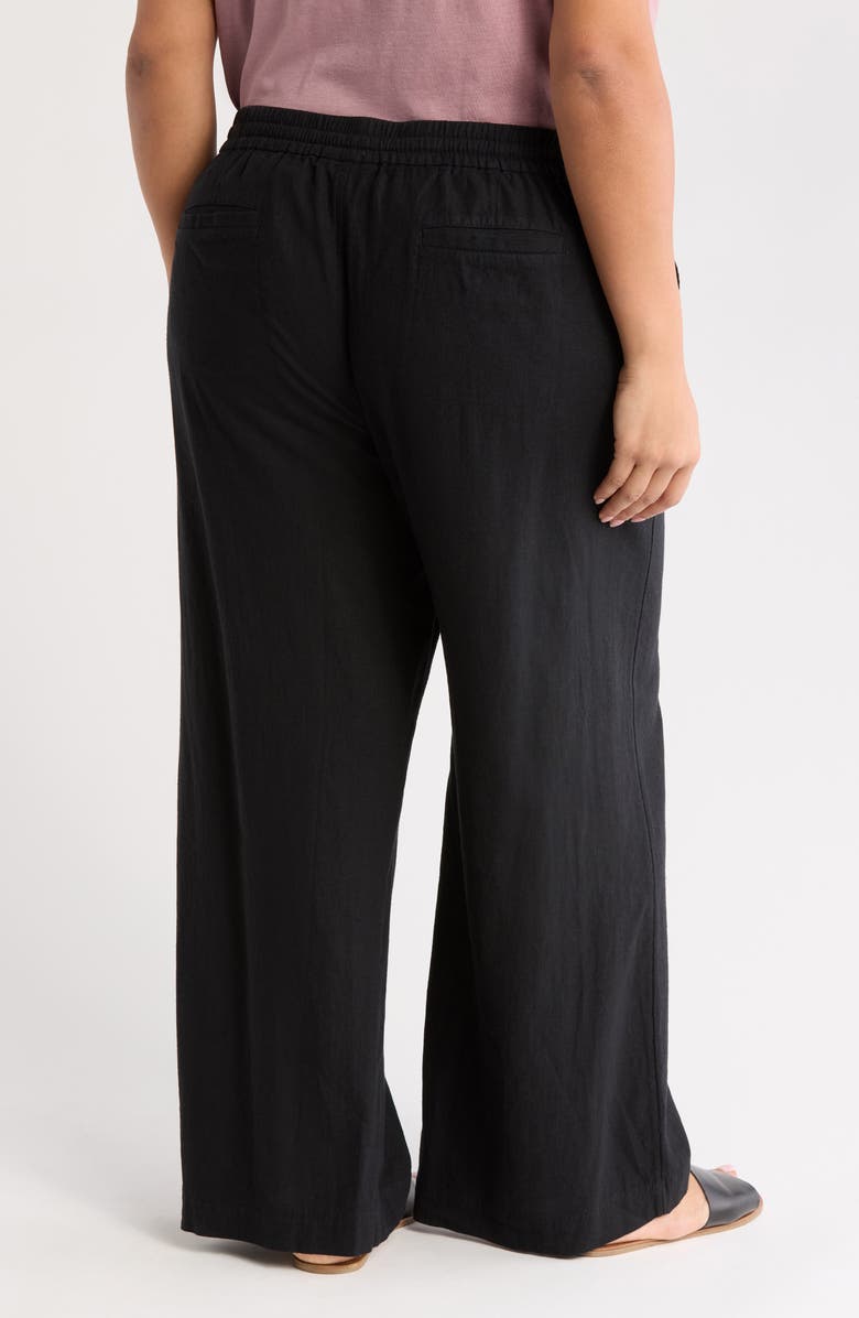 Caslon<sup>®</sup> Linen Blend Drawstring Pants, Alternate, color, Black