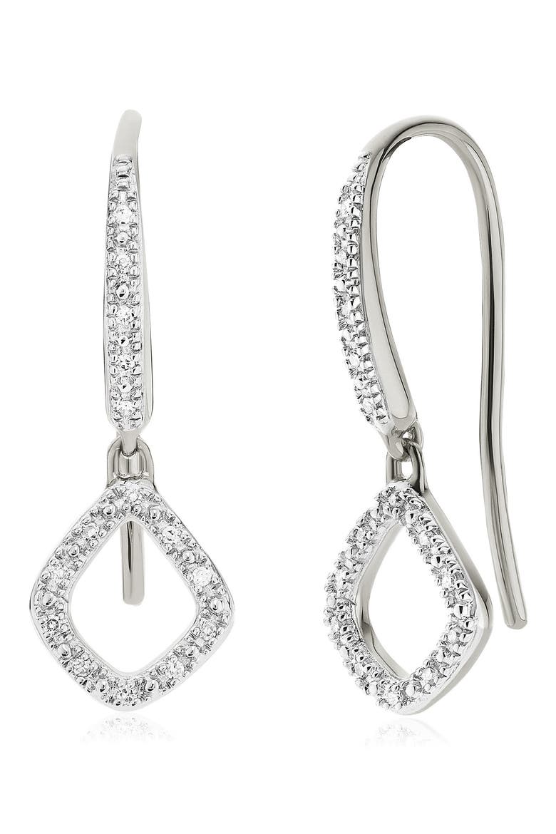 Riva Mini Kite Diamond Pavé Drop Earrings, Alternate, color, SILVER/ DIAMOND