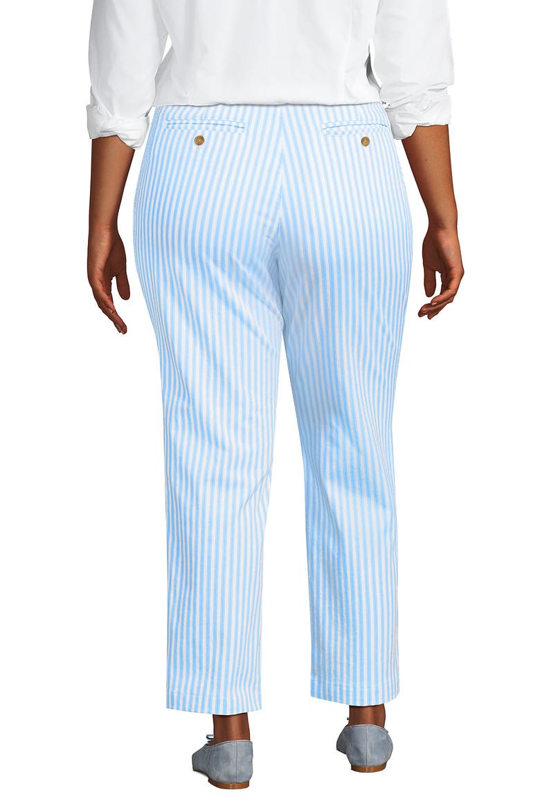 Plus Size Mid Rise Classic Straight Leg Chino Ankle Pants, Alternate, color, White/Blue Awning Stripe