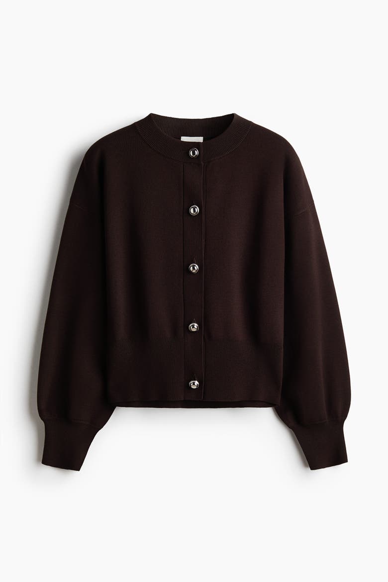 Fine-Knit Cardigan, Alternate, color, Dark brown