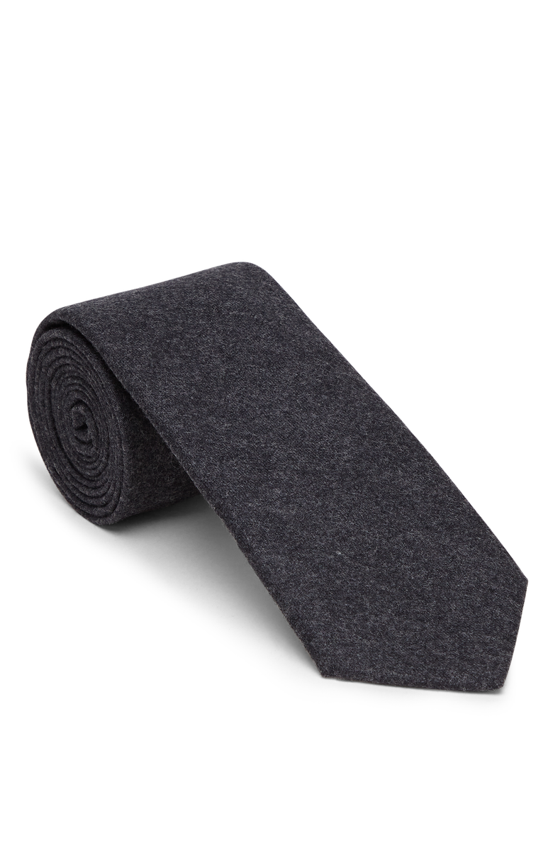 Brunello Cucinelli Flannel necktie, Main, color, Dark Grey