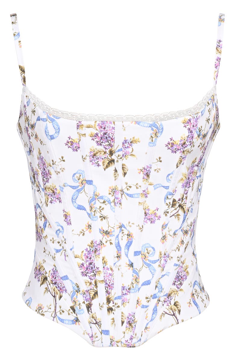 HOUSE OF CB Cadie Stretch Cotton Corset Top, Alternate, color, Ribbon Floral