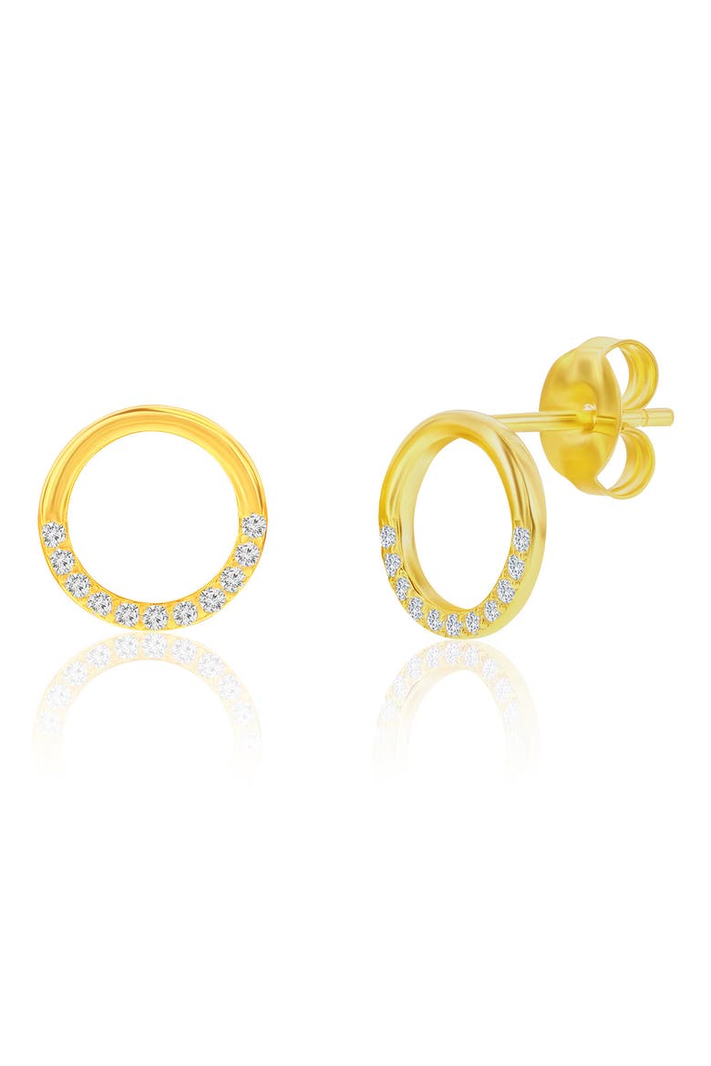 Cubic Zirconia Circle Stud Earrings & Pendant Necklace Set, Alternate, color, GOLD
