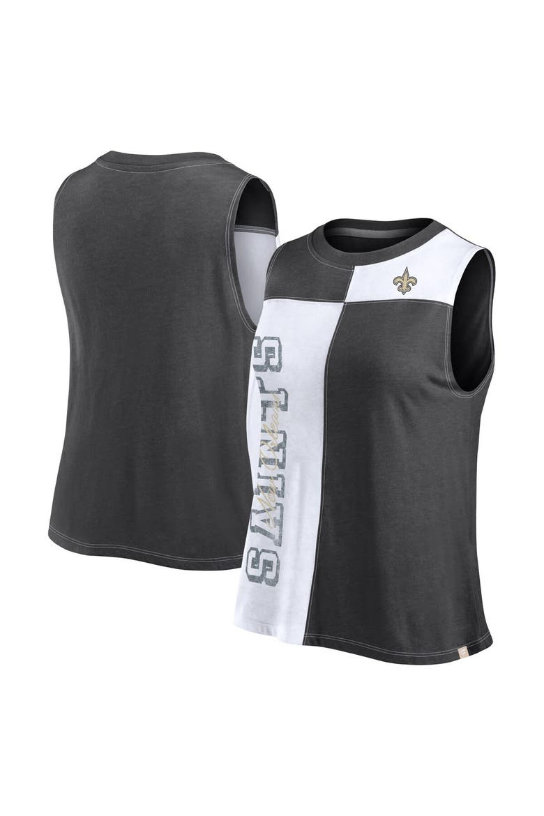 Women's Fanatics Branded Black/White New Orleans Saints Script Color Block Tank Top, Alternate, color, Black