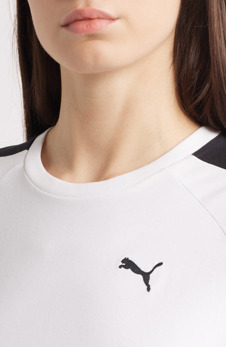 PUMA T7 Crop Stretch Cotton Baby Tee, Alternate, color, Puma White