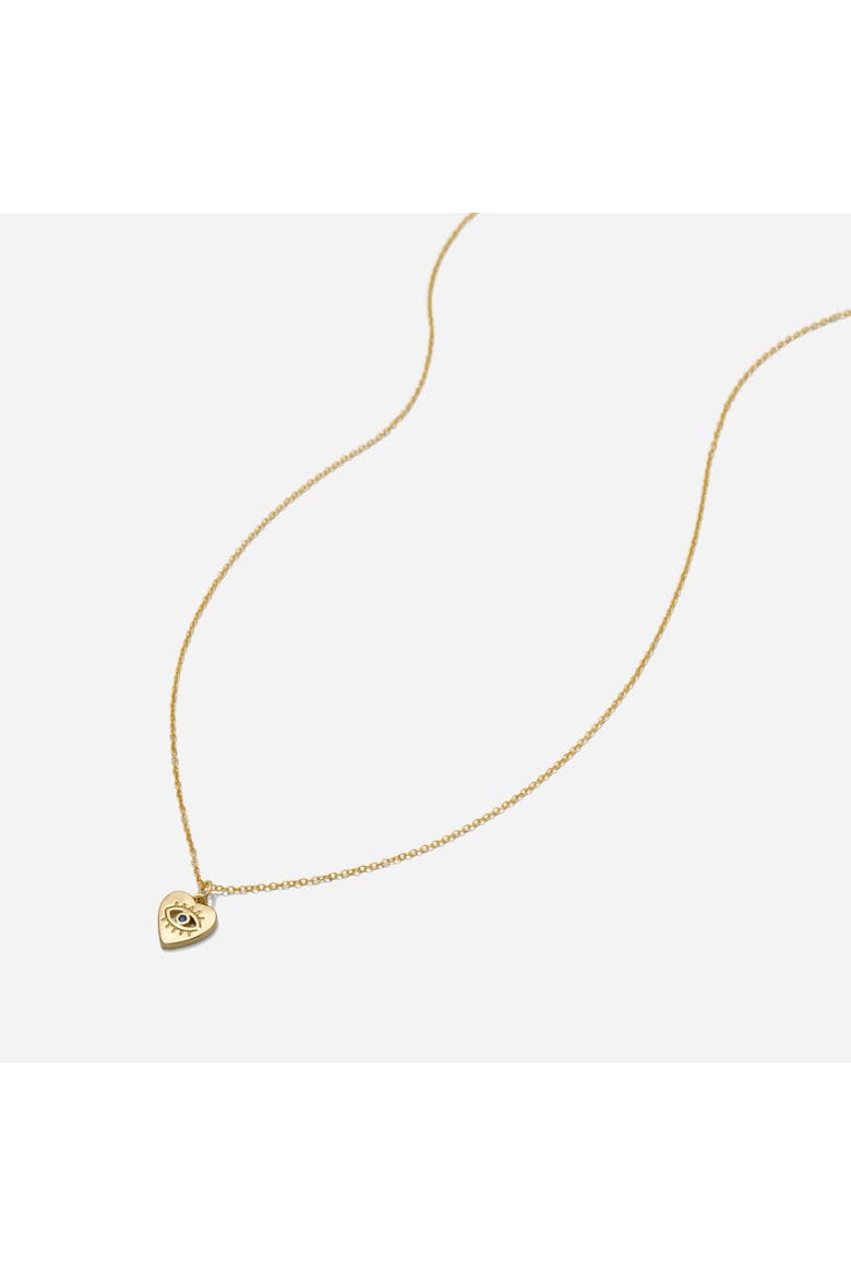 Mini Evil Eye Heart Necklace, Alternate, color, Gold