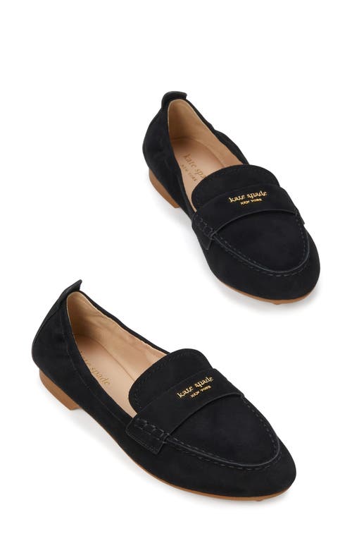 Kate Spade Eliza Logo-plaque Suede Loafers In Black