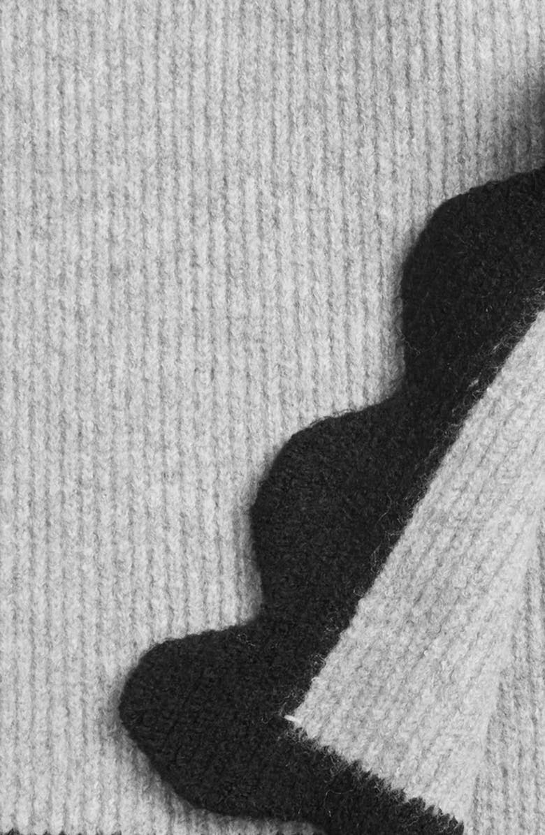 Treasure & Bond Scalloped Scarf, Beanie & Gloves Set, Alternate, color, Grey- Black