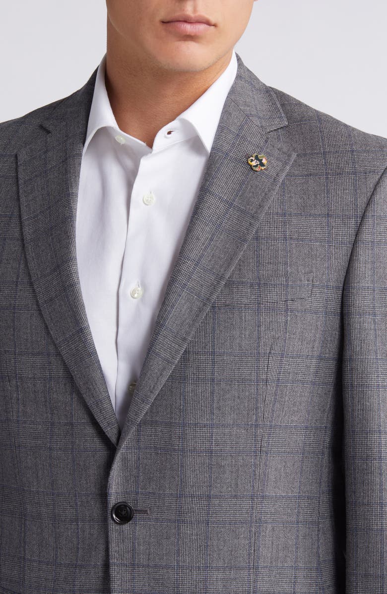 Ted Baker London Jay Slim Fit Glen Plaid Stretch Wool Sport Coat, Alternate, color, Grey