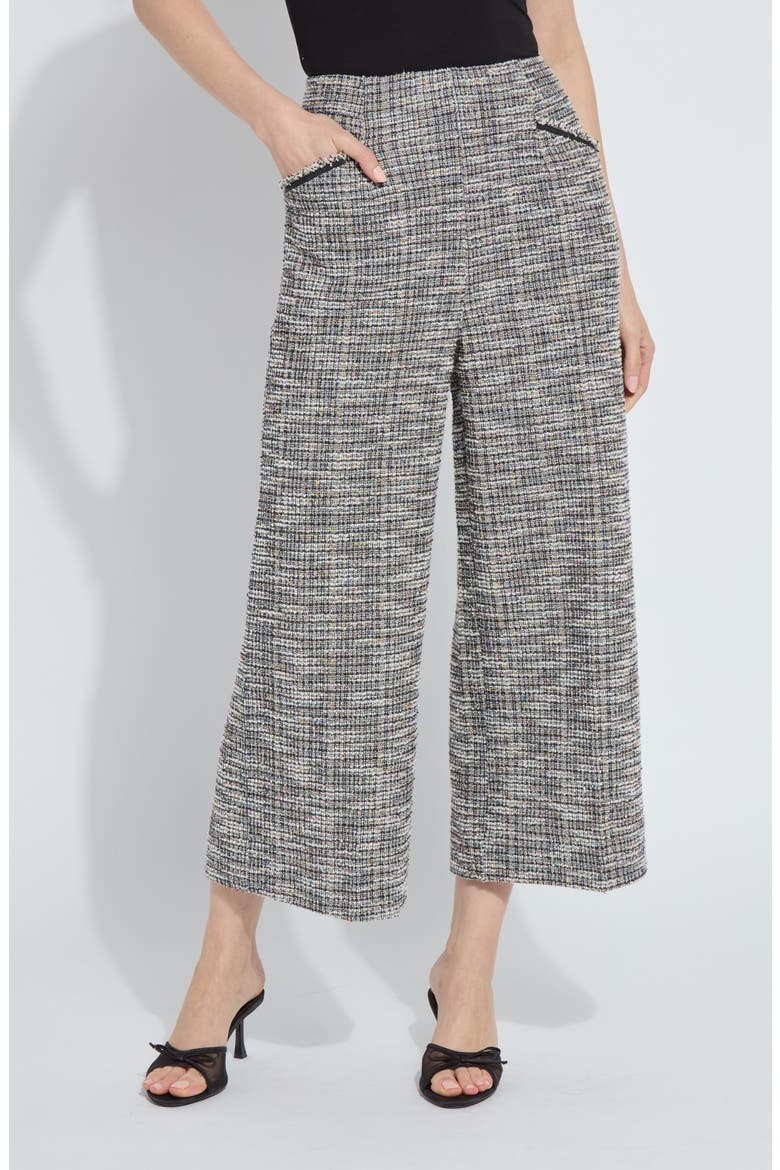 High Waist Ankle Palazzo Stretch Tweed Pants, Main, color, MULTI COLOR