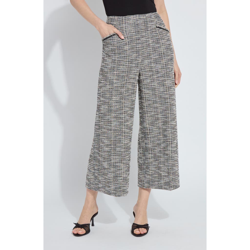 Lyssé Lysse High Waist Ankle Palazzo Stretch Tweed Pants In Gray