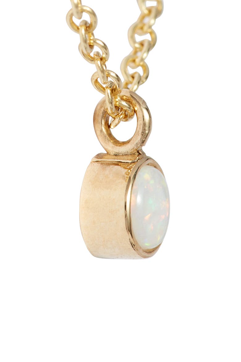 14K Gold Bezel Birthstone Necklace, Alternate, color, YELLOW GOLD/ OPAL
