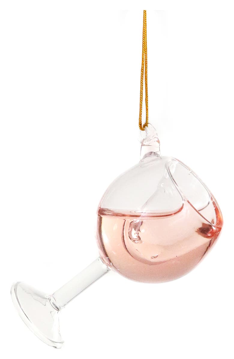 Cody Foster & Co. Rosé Wine Glass Ornamanet, Main, color, Pink Multi