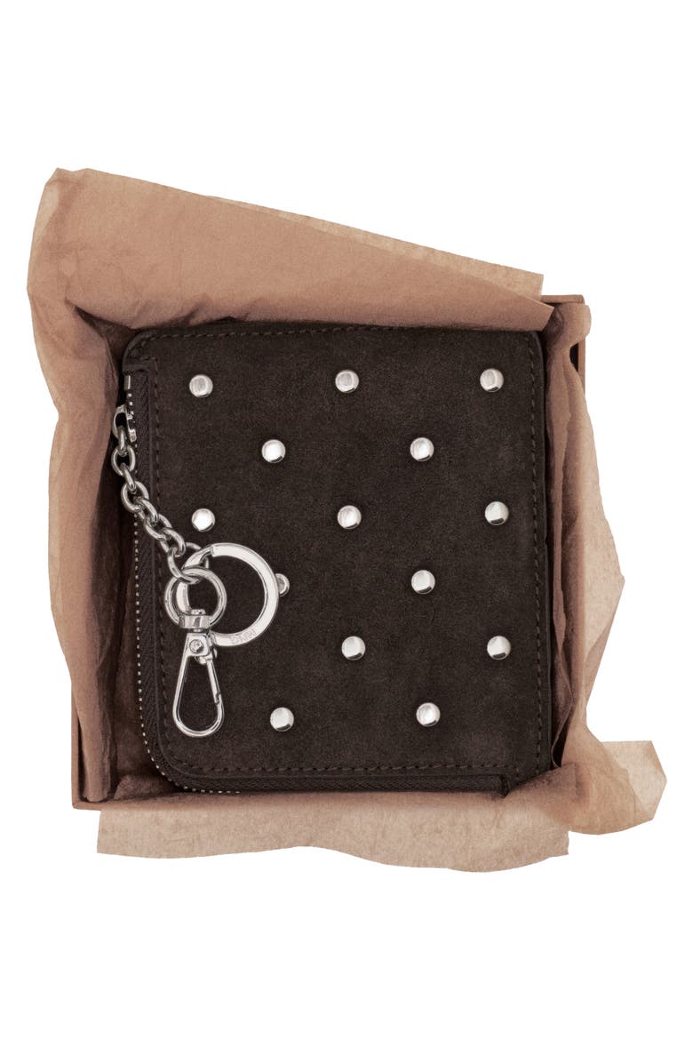 Studded Suede Card Case, Alternate, color, CHOCOLATE