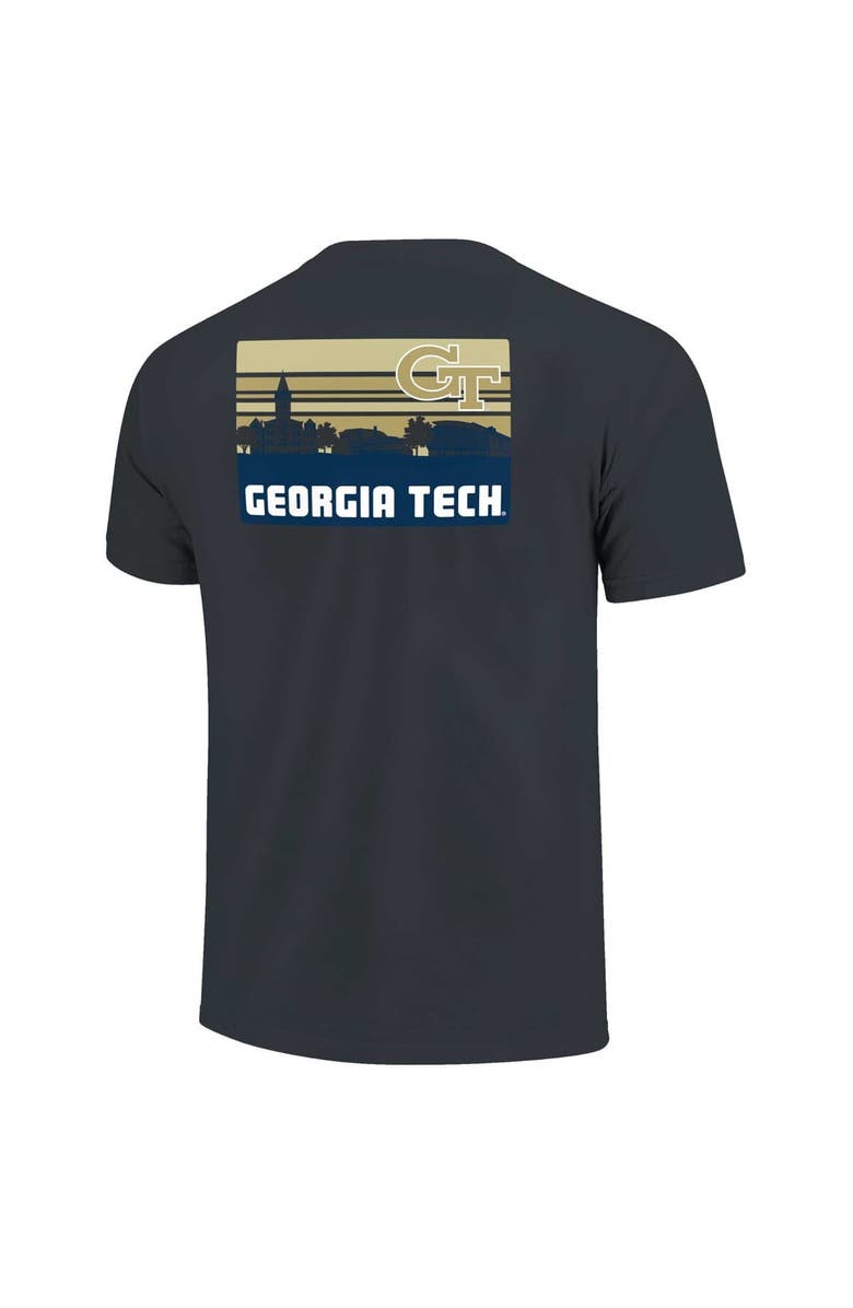 IMAGE ONE Men's Navy Georgia Tech Yellow Jackets Striped Campus Skyline T-Shirt, Alternate, color,