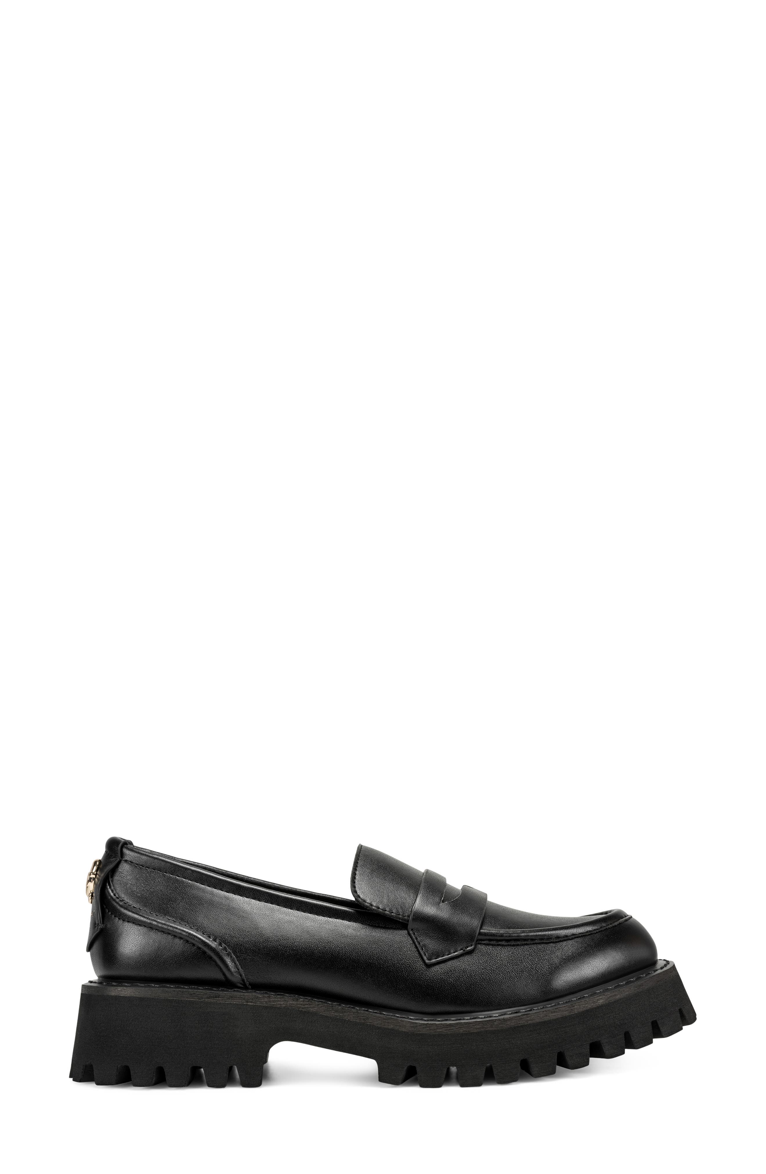 Genovia Lug Penny Loafer, Alternate, color, BLACK