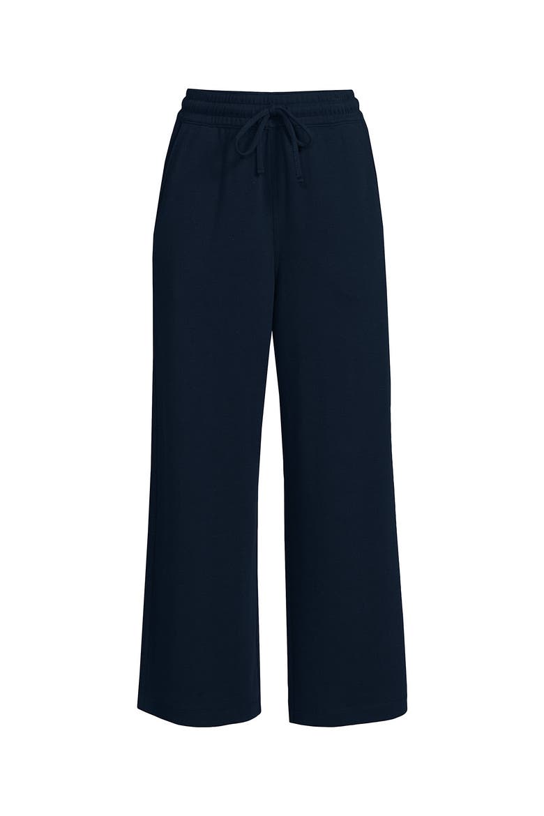 Plus Size Sport Knit Elastic Waist Wide Leg Crop Pants, Alternate, color, Radiant Navy