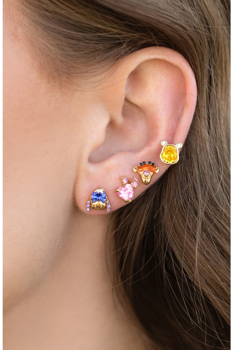 Disney Welcome to Hundred Acre Woods Set of 2 Mismatched Stud Earrings, Alternate, color, GOLD