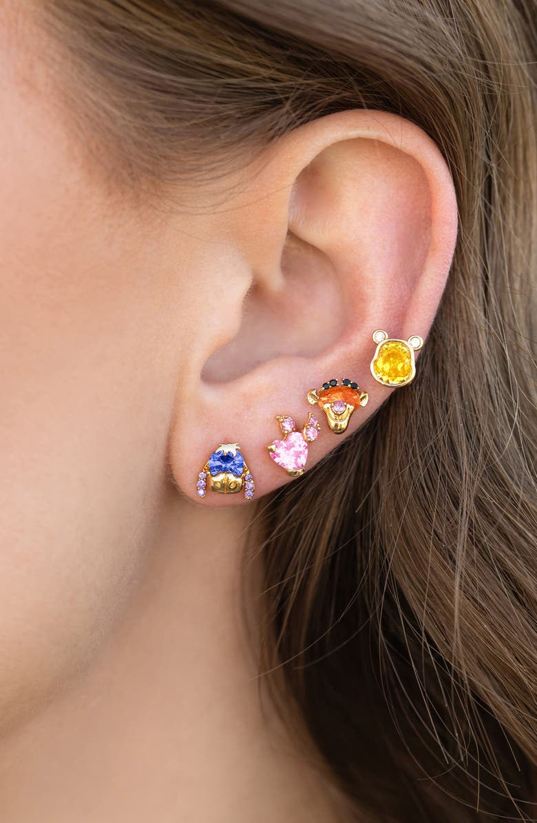 Girls Crew Disney Welcome to Hundred Acre Woods Set of 2 Mismatched Stud Earrings, Alternate, color, Gold