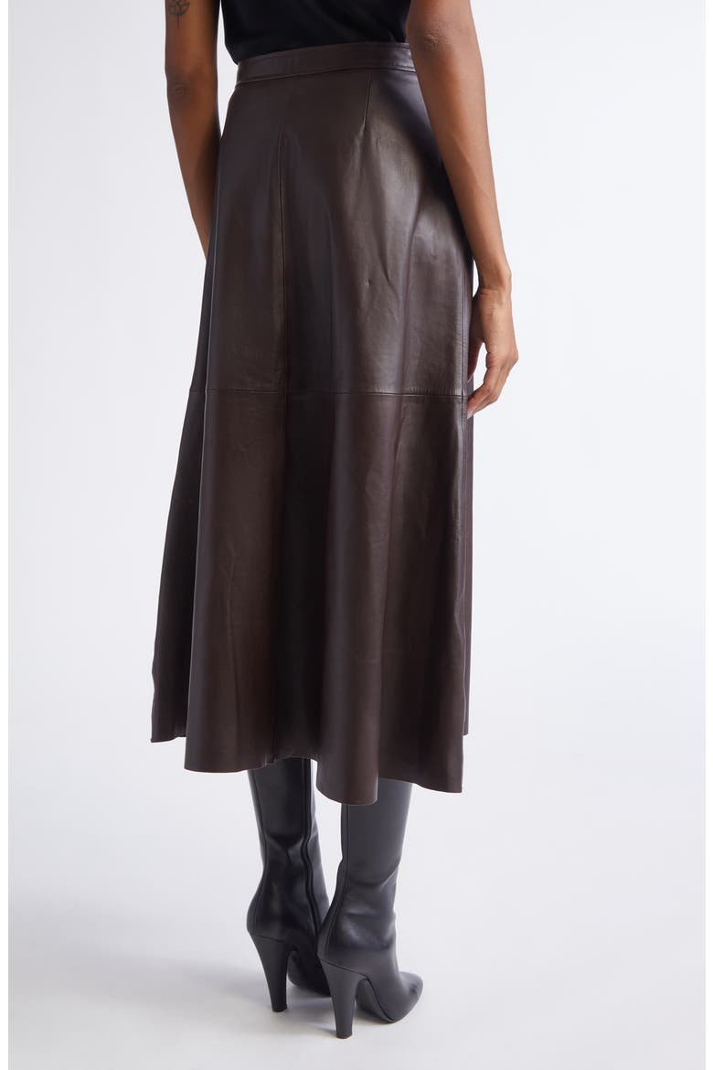 Soft Luxe Napa Leather A-Line Midi Skirt, Alternate, color, MAHOGANY