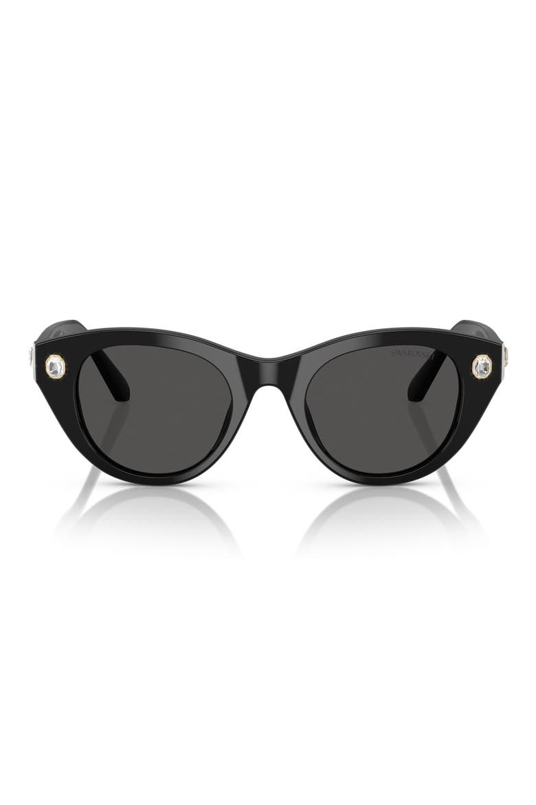 48mm Round Sunglasses, Main, color, BLACK