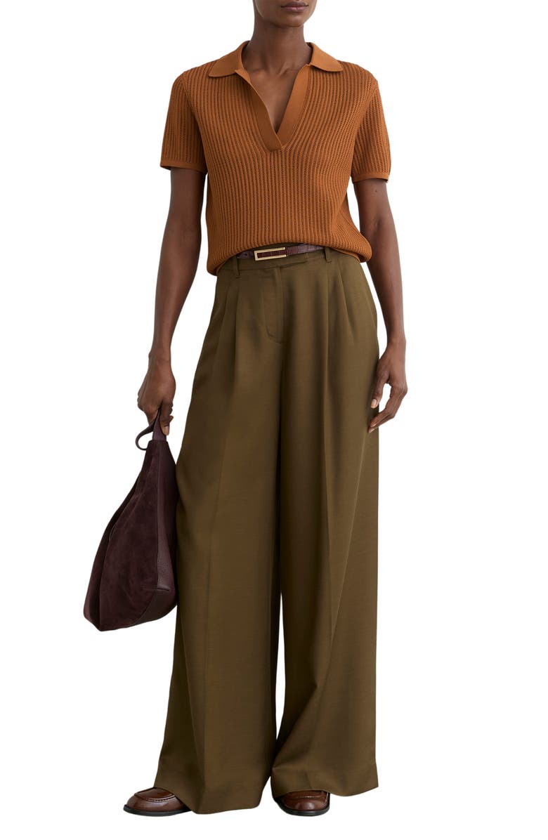 Reiss Pippa Open Stitch Polo Sweater, Alternate, color, Rust Orange