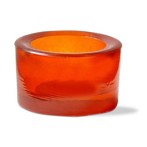 Chunky Orange Glass Tealight Holder for Everyday Use