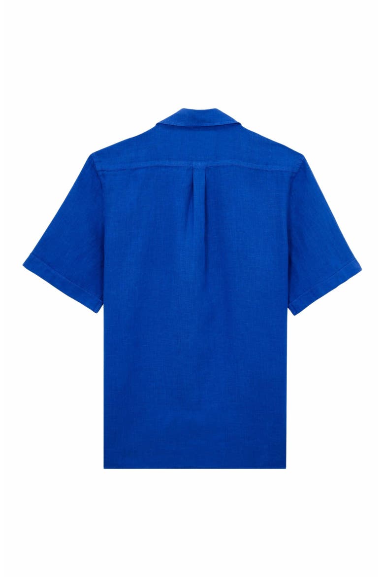 Men's Linen Solid Bowling Shirt, Alternate, color, MARRAKECH
