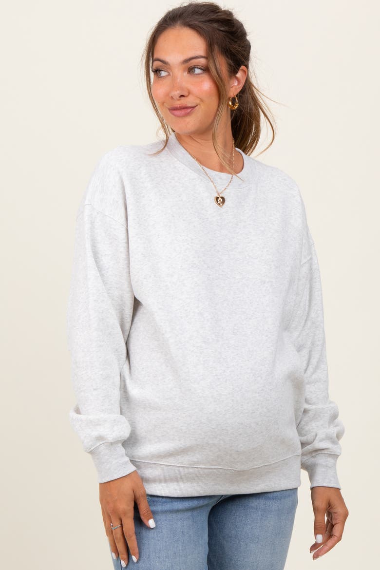 Fleece Crew Neck Relaxed Fit Sweatshirt, Alternate, color, Heather Grey