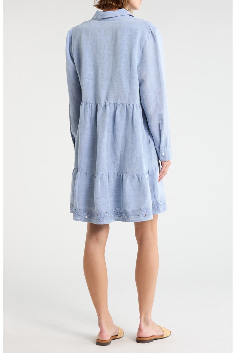St. Lucia Embroidered Long Sleeve Linen Blend Dress, Alternate, color, BILLOWY