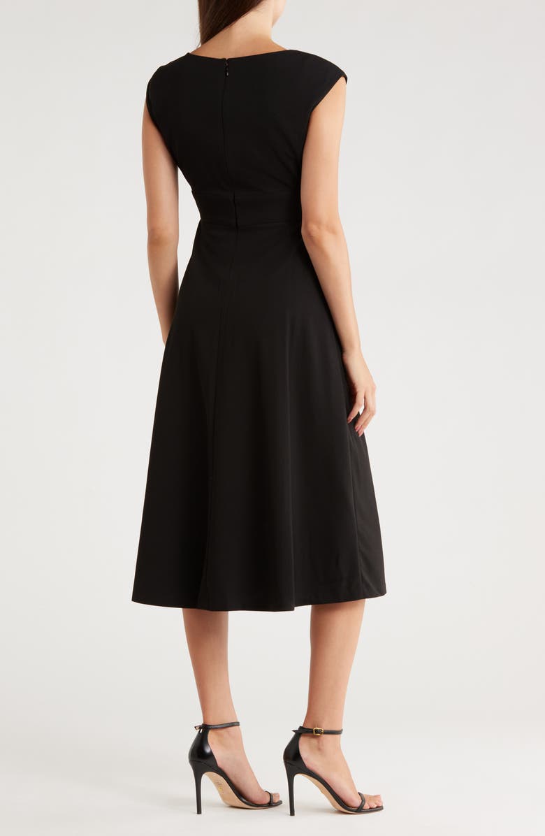 Calvin Klein Cap Sleeve Scuba Crepe Midi Dress, Alternate, color, Black