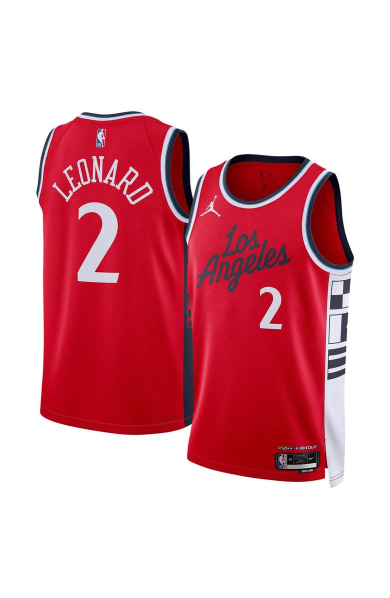 Jordan Brand Unisex Jordan Brand Kawhi Leonard Red LA Clippers 2024/25 Swingman Jersey - Statement Edition, Main, color, Red
