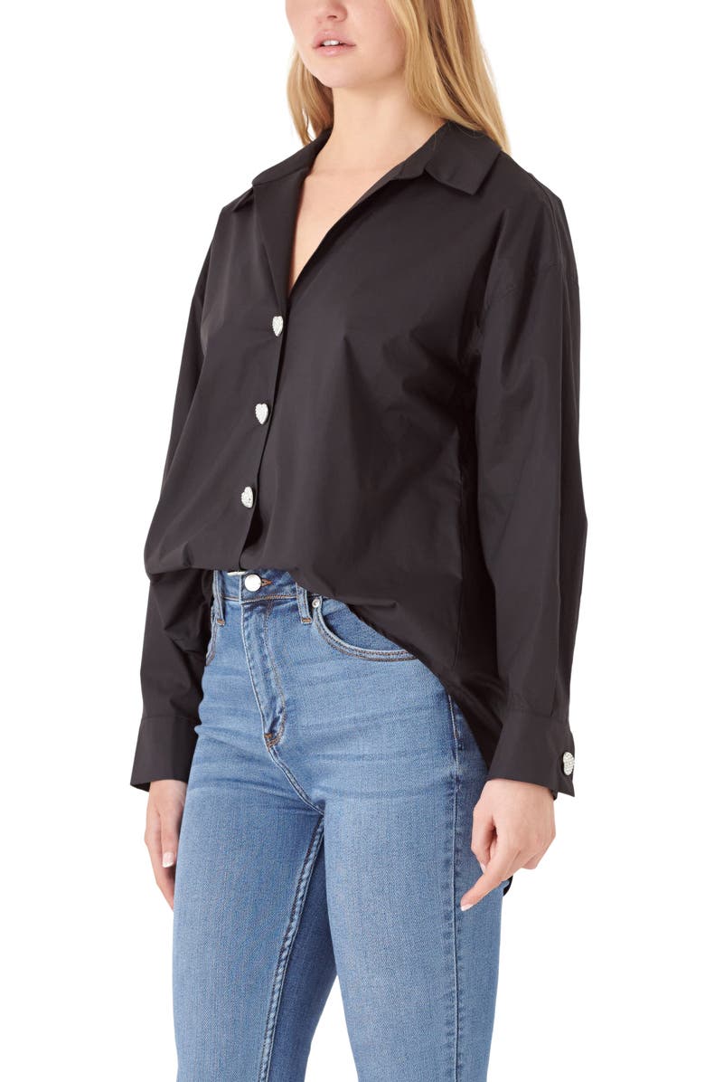 English Factory Oversize Cotton Button-Up Shirt, Alternate, color, 