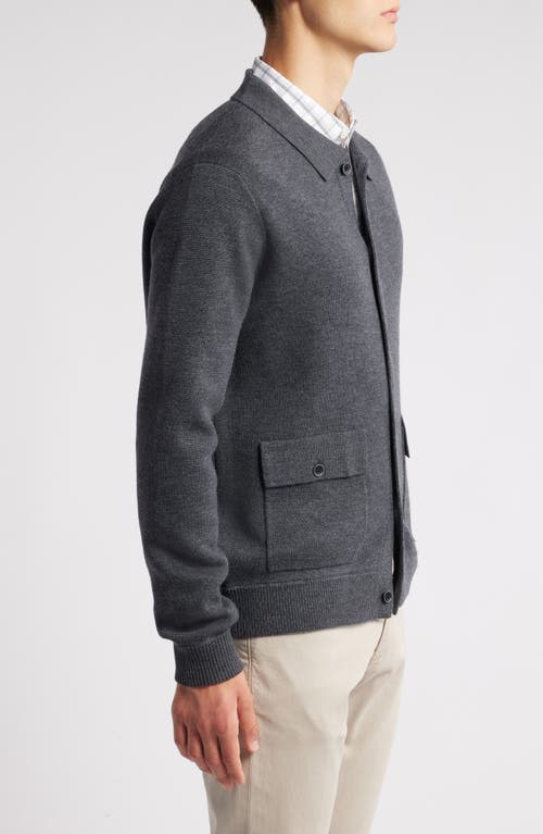 Robert Barakett Bristol Collared Merino Wool Milano Stitch Cardigan In Gray