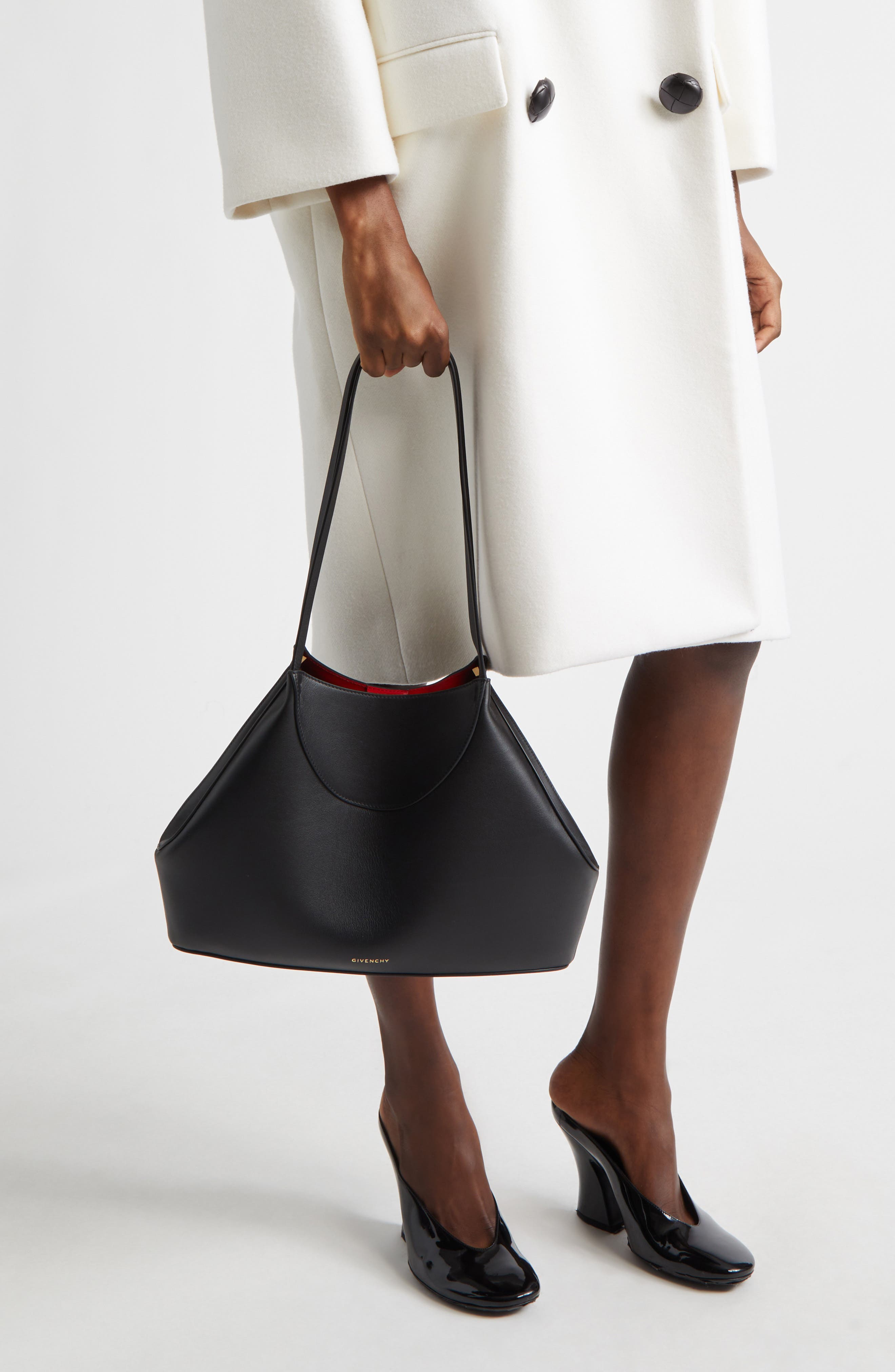 Givenchy Small Facet Leather Tote, Alternate, color, 001-Black