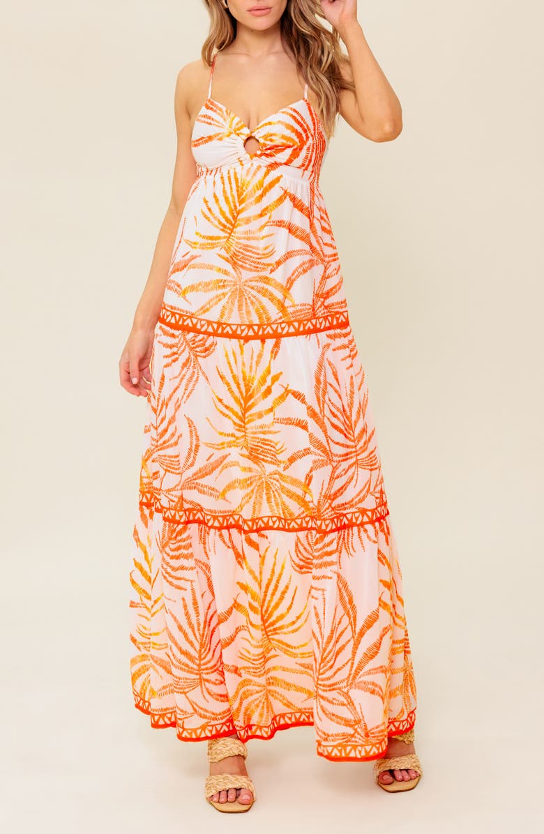 FLYING TOMATO Empire Waist Maxi Dress, Alternate, color, White Tomato