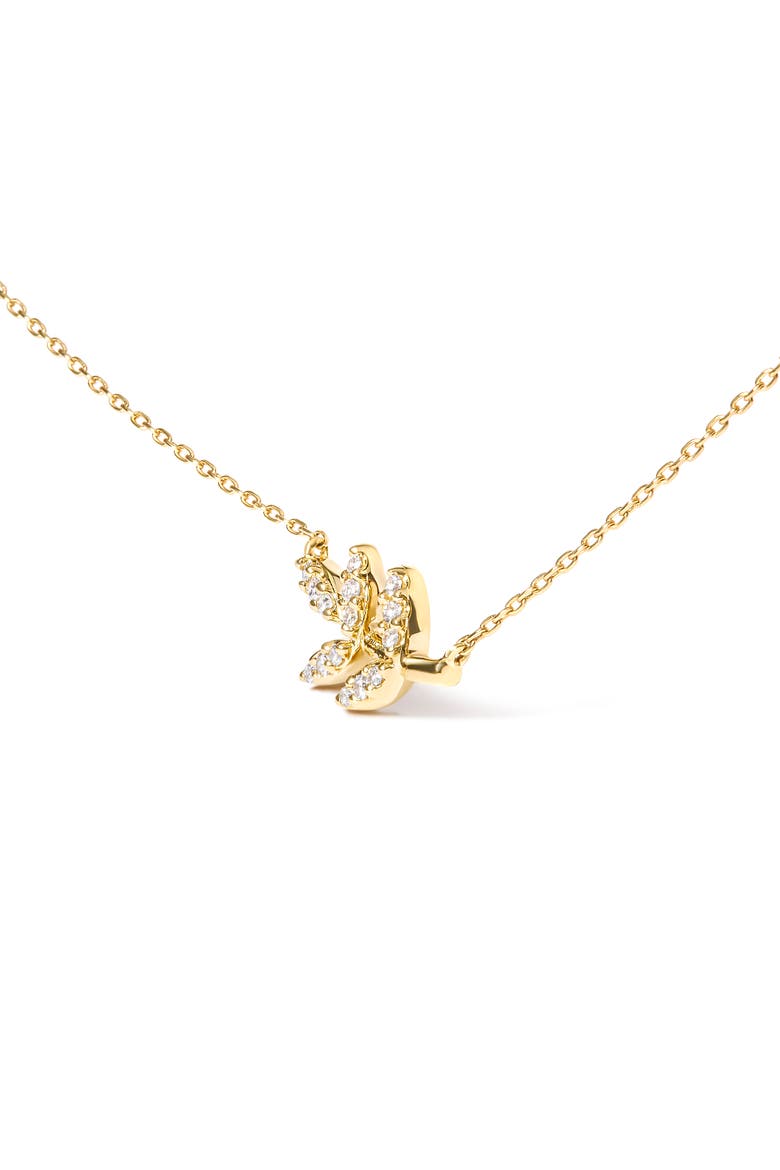 10K Yellow Gold 1/10 Cttw Diamond Leaf and Branch Pendant Necklace, Alternate, color, Yellow